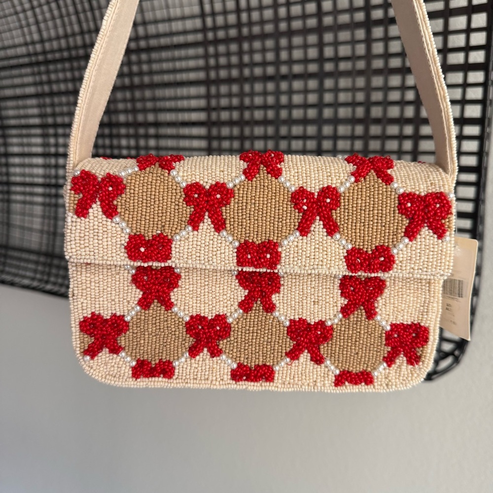 Anthropologie the Fiona beaded red bow bag - Picture 3 of 6
